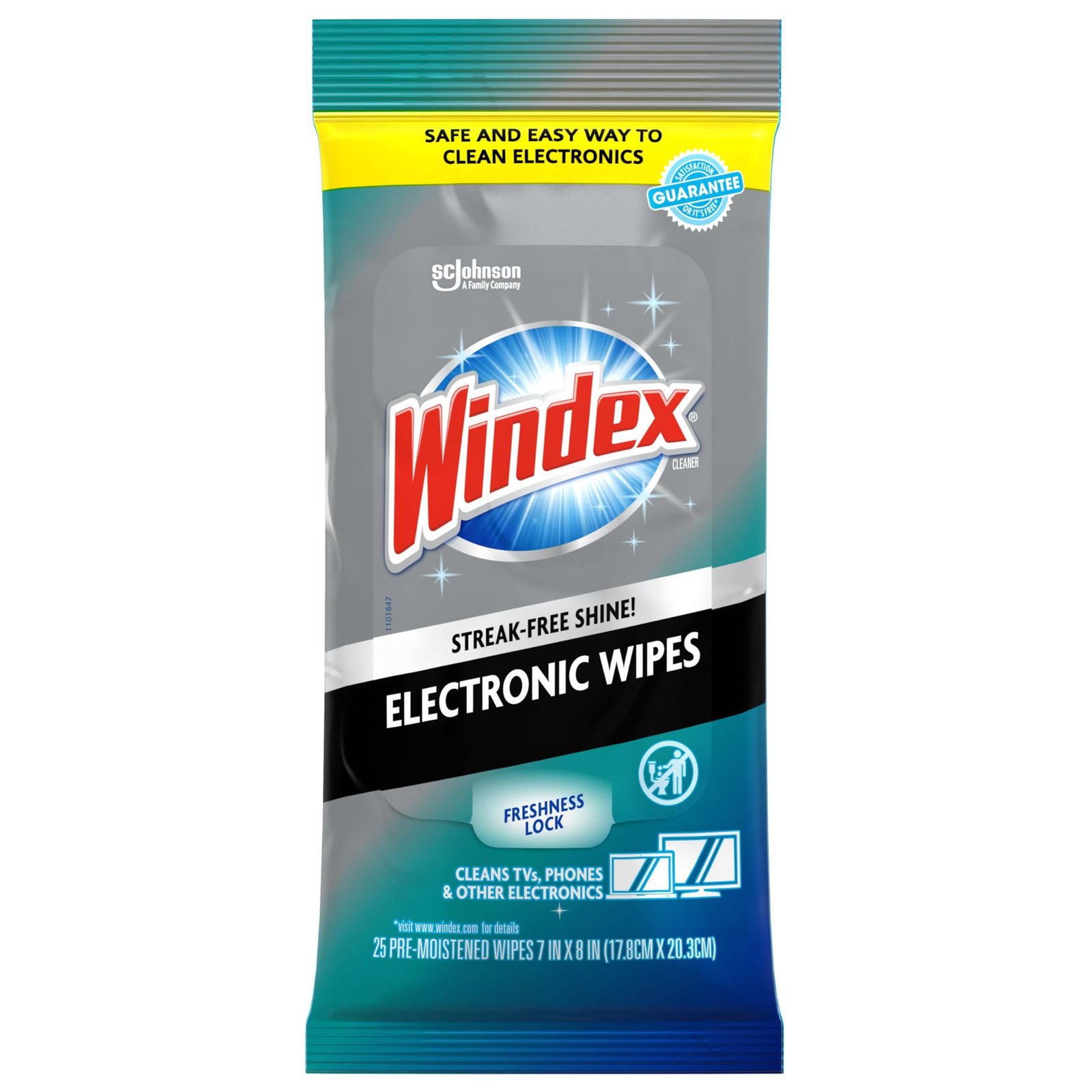 FreshClean Windex Screen Wipes: Pre-Moistened for TVs, Phones & More, Resealable & 25 Count