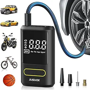 Tire Inflator Portable Air Compressor, Electric Bike Pump with Digital Pressure Gauge, 150 PSI Cordless Air Pump for Car Tires, Motorcycle, Bicycle, B