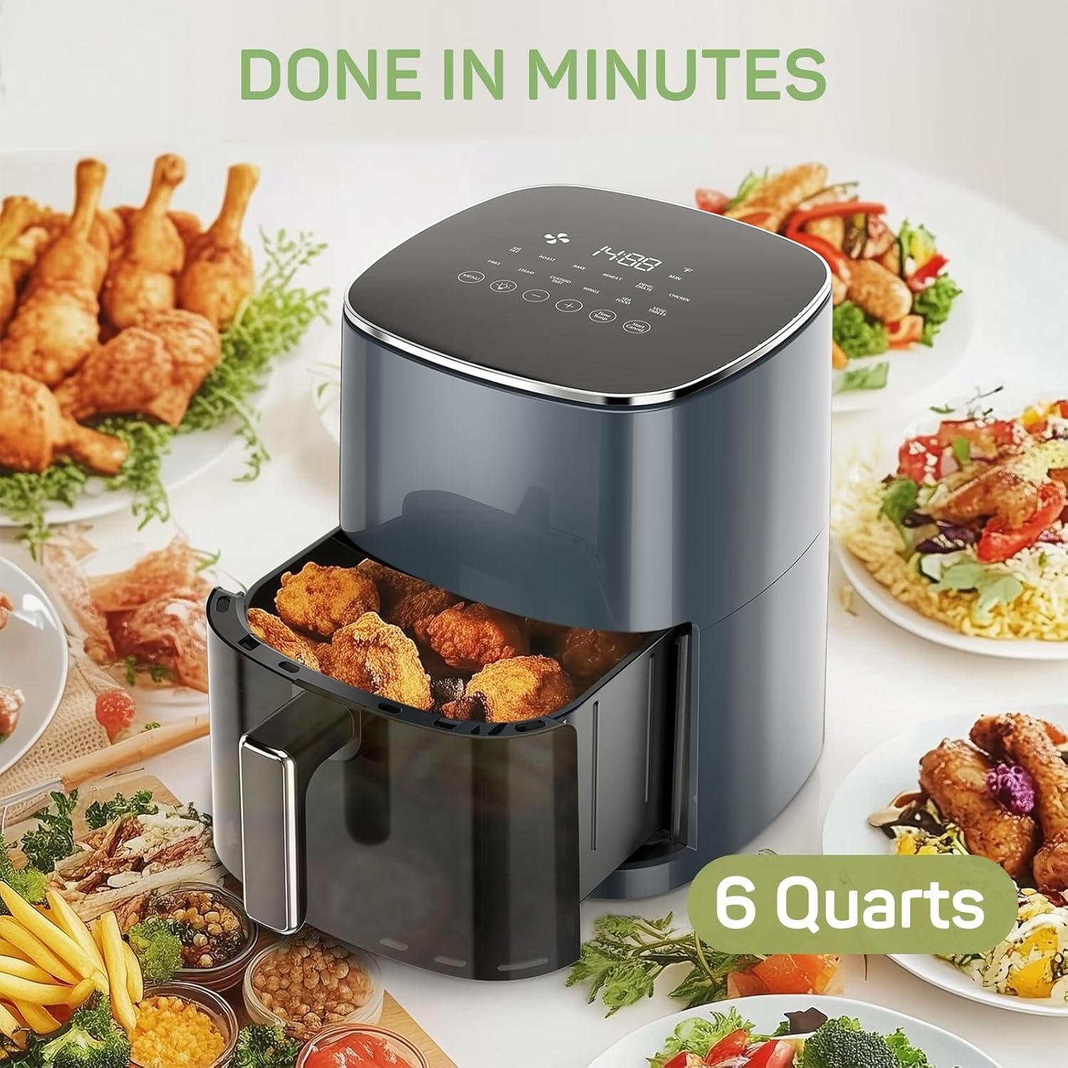 Bigleap Air Fryer, 6-Quart with Viewing Window, Gray - Image 4