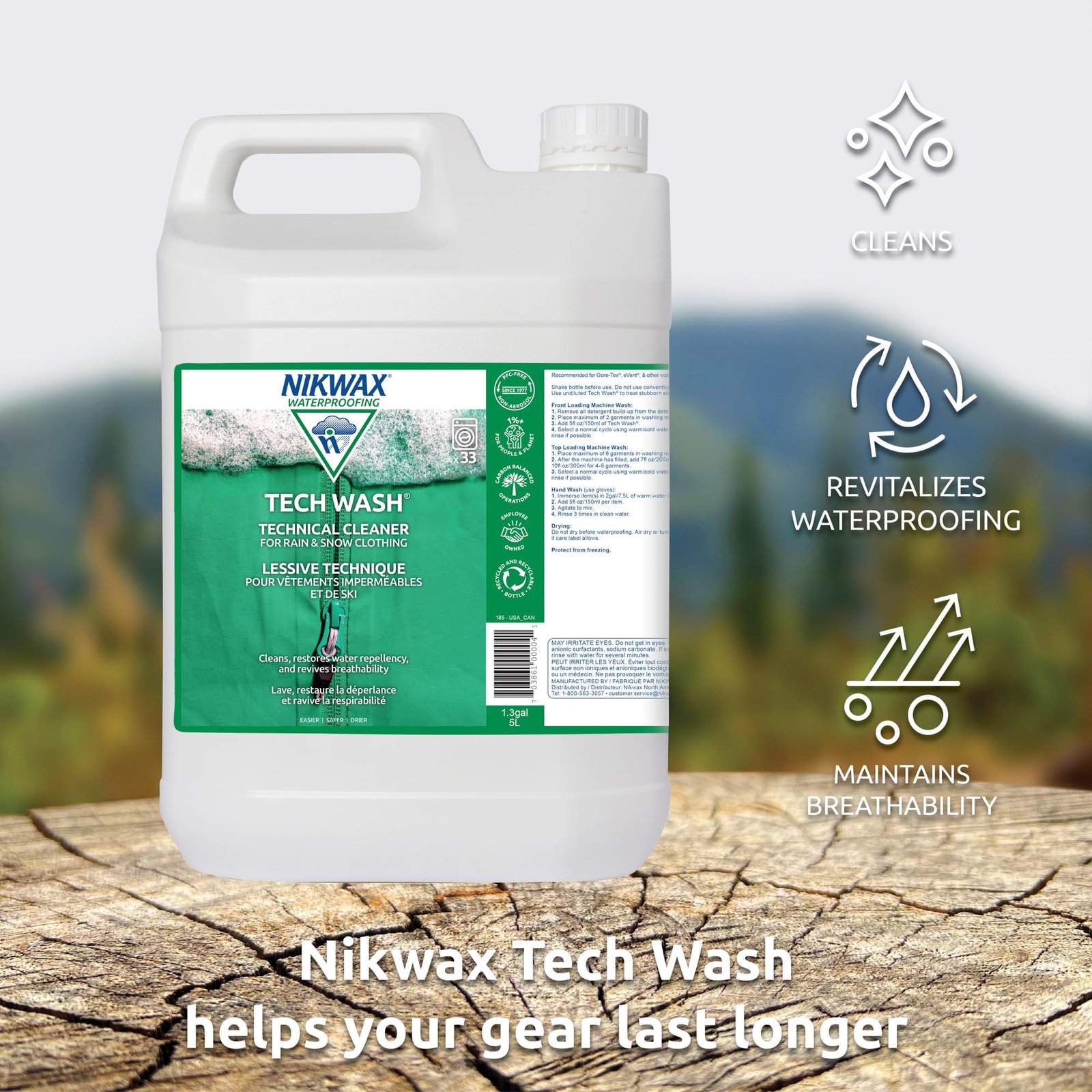 Nikwax Tech Wash 169 fl. oz., Technical Cleaner for Jackets and Outerwear, Restores Waterproofing in Rain, Ski, and Snow Gear, Safe for Gore-Tex an... - Image 10