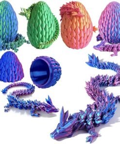 12inch 3D Printed Dragon Egg,Mystery Crystal Dragon Fidget Toys,Articulated Dragon,Home Desk Decor Easter Surprise Dinosaur Eggs,Adults Fidget Toys fo - High Quality Product Image