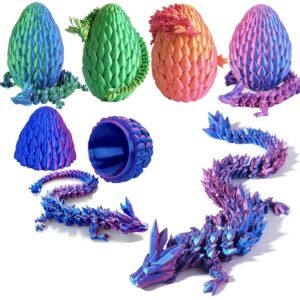 12inch 3D Printed Dragon Egg,Mystery Crystal Dragon Fidget Toys,Articulated Dragon,Home Desk Decor Easter Surprise Dinosaur Eggs,Adults Fidget Toys fo