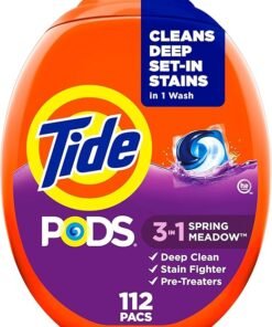 Tide PODS laundry detergent pacs, 3-in-1 Stain Remover, Odor Fighter, Color Protector, 112 Count, HE compatible, Spring Meadow Scent - High Quality Product Image