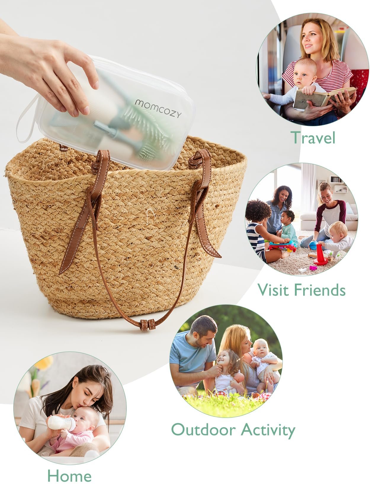 Momcozy Bottle Brush Kit, Innovative Push-Press Design for Better Cleaning - Baby Bottle Cleaner Brush for Baby Bottle, Breast Pumps, Nipples, and ... - Image 4