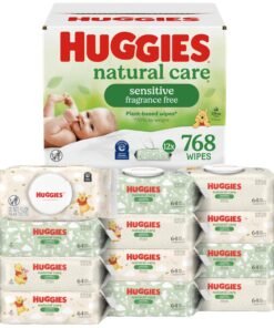 Huggies Natural Care Sensitive Baby Wipes, Unscented, Hypoallergenic, 99% Purified Water, 12 Flip-Top Packs (768 Wipes Total), Packaging May Vary