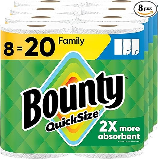 Bounty Quick Size Paper Towels, White, 8 Family Rolls