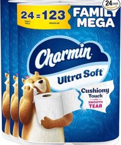 Charmin Ultra Soft Cushiony Touch Toilet Paper, 24 Family Mega = 123 Regular Rolls, White - High Quality Product Image