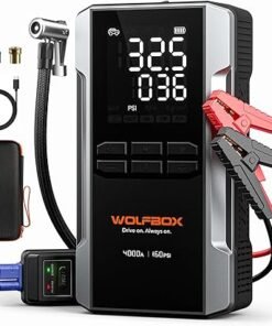 WOLFBOX 4000A Jump Starter with 160PSI Air Compressor, 12V Car Battery Booster, 65W Fast Charge, 88.8Wh Portable Tire Inflator, LED Display for 10L Ga - High Quality Product Image