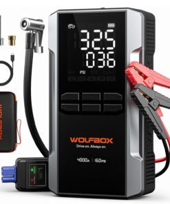 WOLFBOX 4000A Jump Starter with 160PSI Air Compressor, 12V Car Battery Booster, 65W Fast Charge, 88.8Wh Portable Tire Inflator, LED Display for 10L Ga - High Quality Product Image