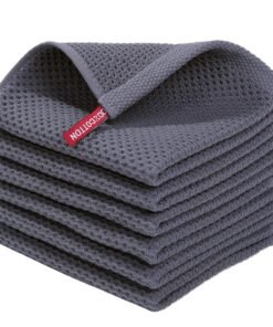 Homaxy 100% Cotton Waffle Weave Kitchen Dish Cloths, Ultra Soft Absorbent Quick Drying Dish Towels, 12 x 12 Inches, 6-Pack, Dark Grey - High Quality Product Image