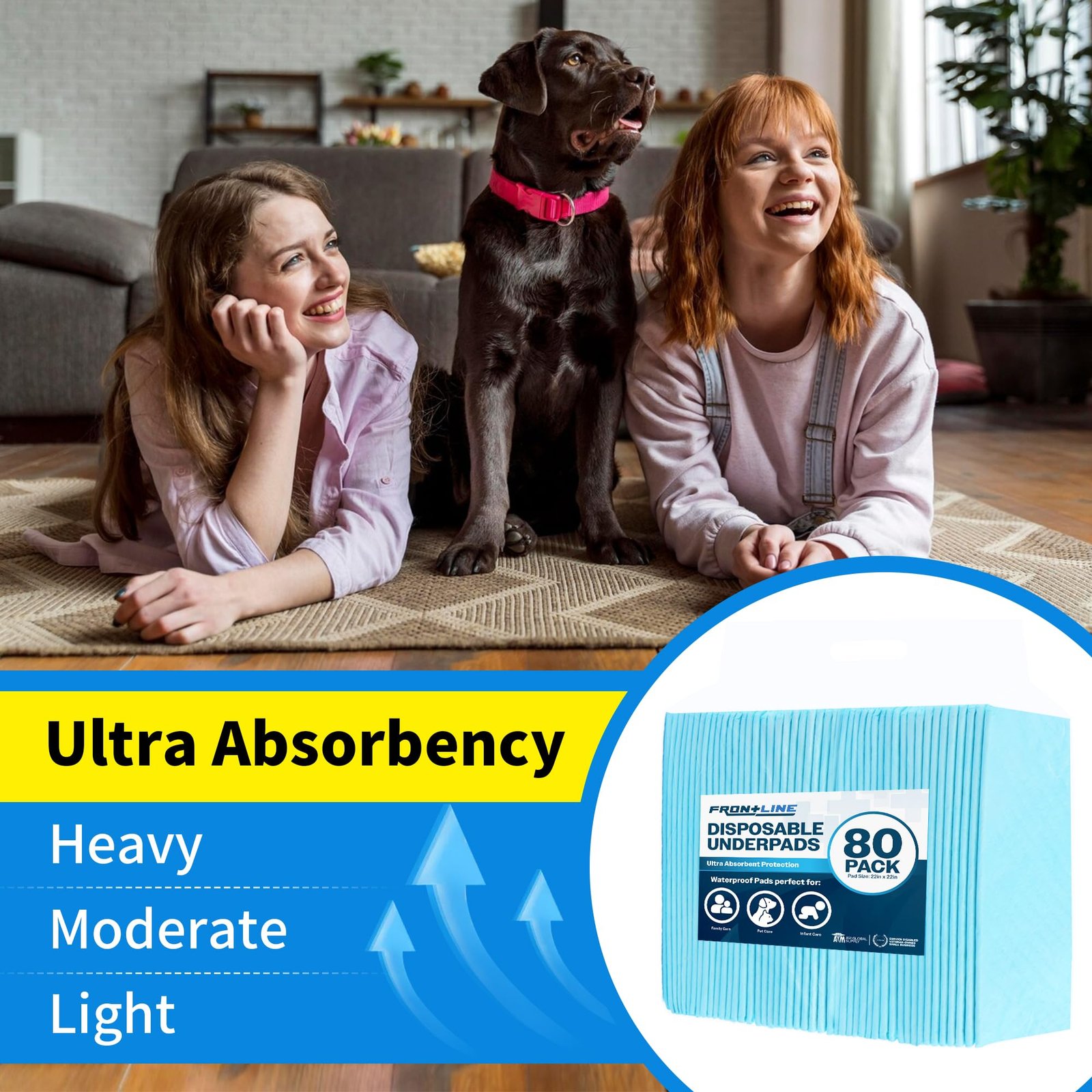 Puppy Pee Pads 22" x 22" 80 Pack, Ultra Absorbent Leakproof Potty Pads for Puppies, Small Dogs, and Cats, Heavy-Duty, Fast-Drying, Wee Wee Pads for... - Image 9