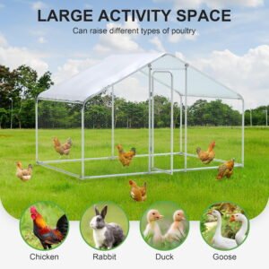Alternative view of GOJOOASIS Large Chicken Coop for 15 Chickens Run Walk-in Metal Poultry Cage For Outdoor Backyard
