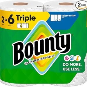Bounty Select-A-Size Paper Towels, White, 2 Triple Rolls = 6 Regular Rolls