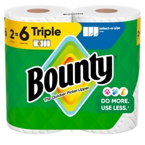 Bounty Select-A-Size Paper Towels, White, 2 Triple Rolls = 6 Regular Rolls