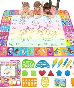 Aqua Water Doodle Mat - Kids Drawing Mat Toddlers Educational Toys for Age 3 4 5 6 7 8 Year Old Boys Girls Gifts - Neon Color Mat Doodle Board Writing - High Quality Product Image