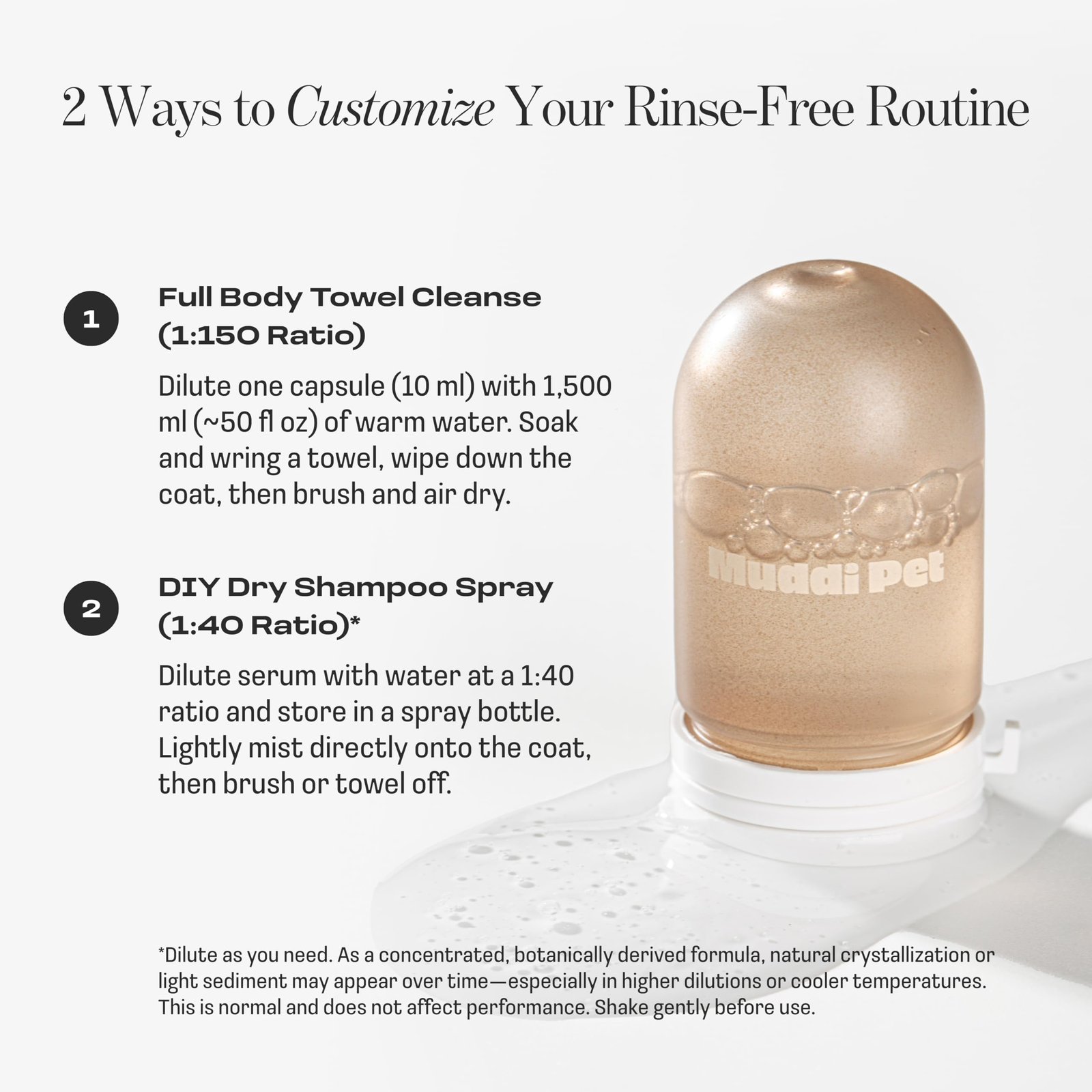 Dog Concentrated Waterless Rinse-Free Shampoo & Conditioner with Bath Mitt – Sensitive Skin, Stress & Itch Relief Gentle Leave-in Serum – 98.65% Na... - Image 9