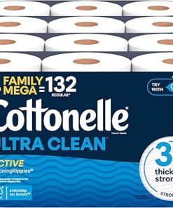 Cottonelle Ultra Clean Toilet Paper with Active CleaningRipples Texture, Strong Bath Tissue, 24 Family Mega Rolls = 132 Regular Rolls (4 Packs of 6) - High Quality Product Image