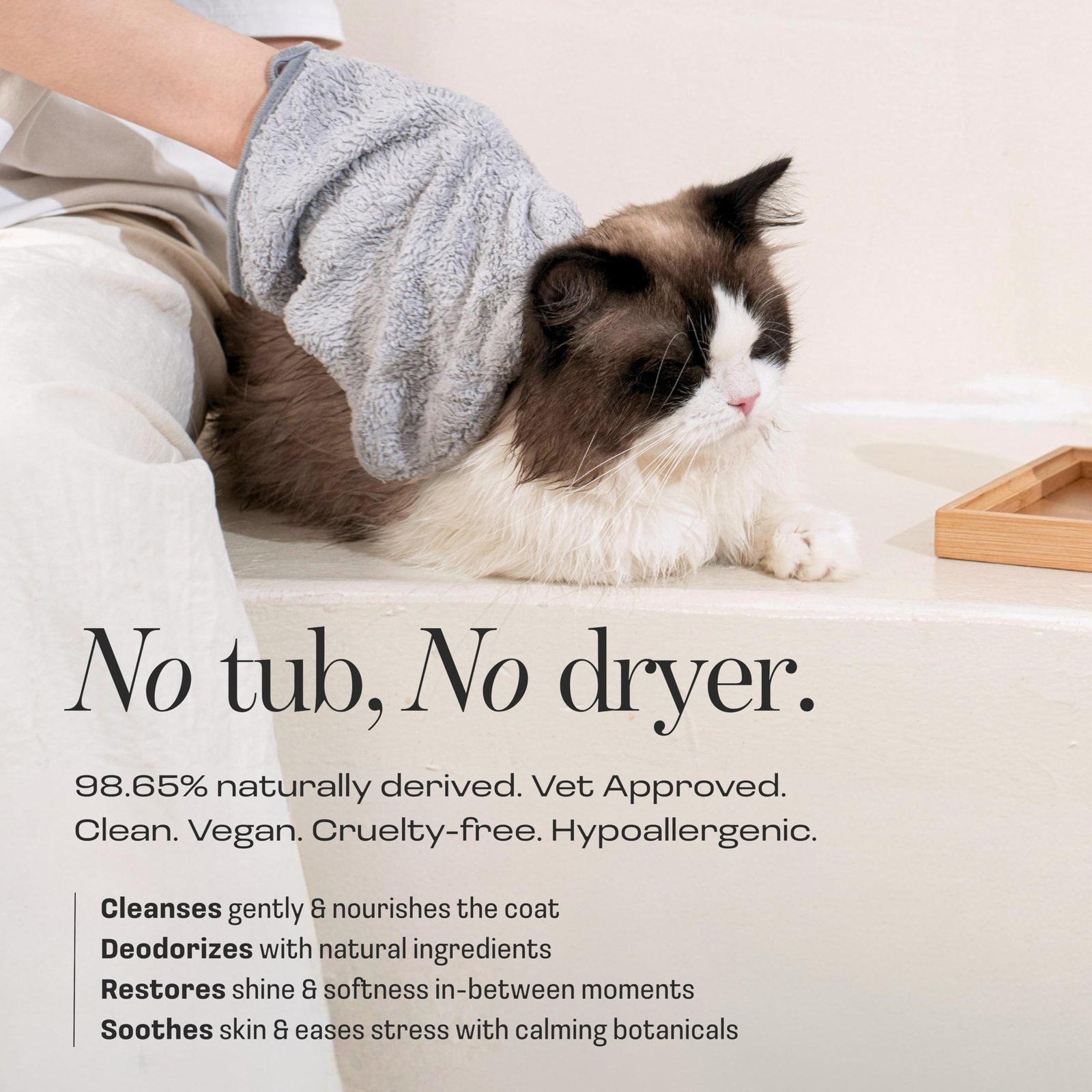 Cat Concentrated Waterless Rinse-Free Shampoo & Conditioner with Bath Mitt – Sensitive Skin, Stress & Itch Relief Gentle Leave-in Serum – 98.65% Na... - Image 10