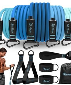 HPYGN Resistance Bands, Exercise Bands with Handles, Fitness Bands, Workout Bands with Door Anchor and Ankle Straps, for Heavy Resistance Training,...