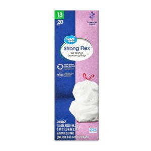 Alternative view of Great Value 13-Gallon Strong Flex Drawstring Tall Kitchen Trash Bags, Lavender Fields Scent, 20 Bags