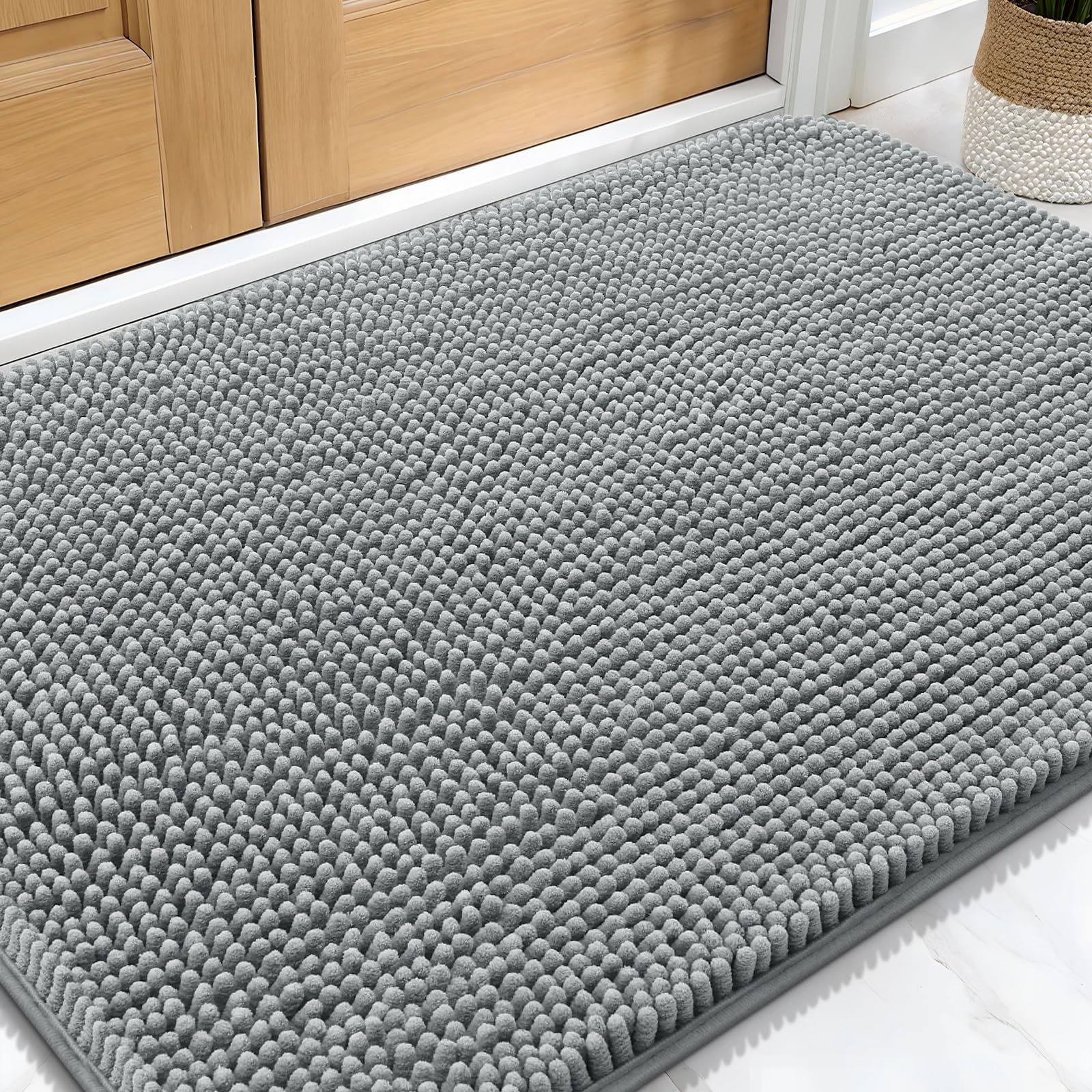 OLANLY Dog Door Mat for Muddy Paws 30x20, Absorbs Moisture and Dirt, Absorbent Non-Slip Washable Doormat, Quick Dry Chenille Mud Mat for Dogs, Entr...