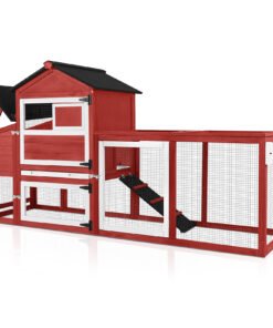 Aivituvin Chicken Coop for Outdoor - Poultry Cage with Wheels, Nesting Box, Leakproof Pull-on Tray, and Asphalt Waterproof Roof - Red - High Quality Product Image