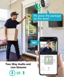 ANRAN 2K Wireless Outdoor Security Camera with Spotlight, Waterproof, PIR Detection, 2.4Ghz Wi-Fi, Rechargeable Battery Powered Home Surveillance Camera with Color Night Vision, 2-Way Audio, White - High Quality Product Image