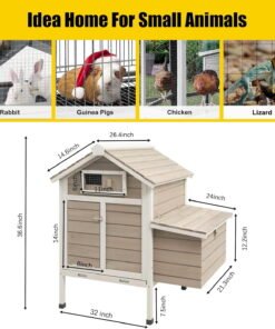 PETSCOSSET Chicken Coop, Chicken Hutch with Nesting Box, Pull Out Tray, Ramp, 32 - High Quality Product Image