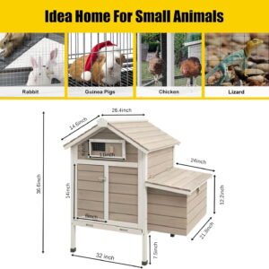 Alternative view of PETSCOSSET Chicken Coop, Chicken Hutch with Nesting Box, Pull Out Tray, Ramp, 32