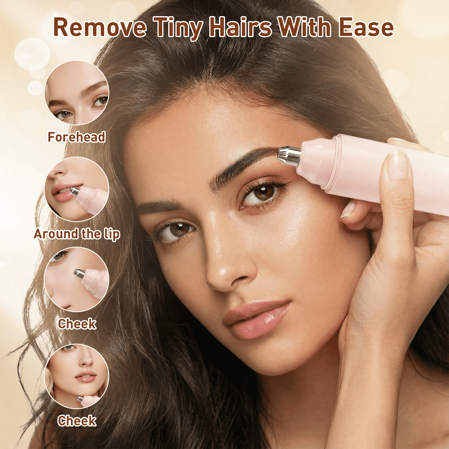 Facial Hair Removal for Women, 2-In-1 USB Rechargeable Dual Head Electric Shaver & Eyebrow Trimmer for Forehead, Chin, Upper Lip, Cheeks (Pink) - Image 3