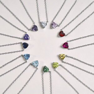 Alternative view of JeenMata Gorgeous 2 Carat Heart Cut - Cubic Zirconia - April Birthstone Pendant Necklace in 18K White Gold Plating for Women