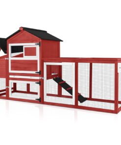 Aivituvin Chicken Coop for Outdoor - Poultry Cage with Wheels, Nesting Box, Leakproof Pull-on Tray, and Asphalt Waterproof Roof - Red - High Quality Product Image