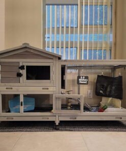Aivituvin Wood Rabbit Hutch Bunny Cage Indoor with Wheels for Guinea Pig Outdoor Waterproof - High Quality Product Image