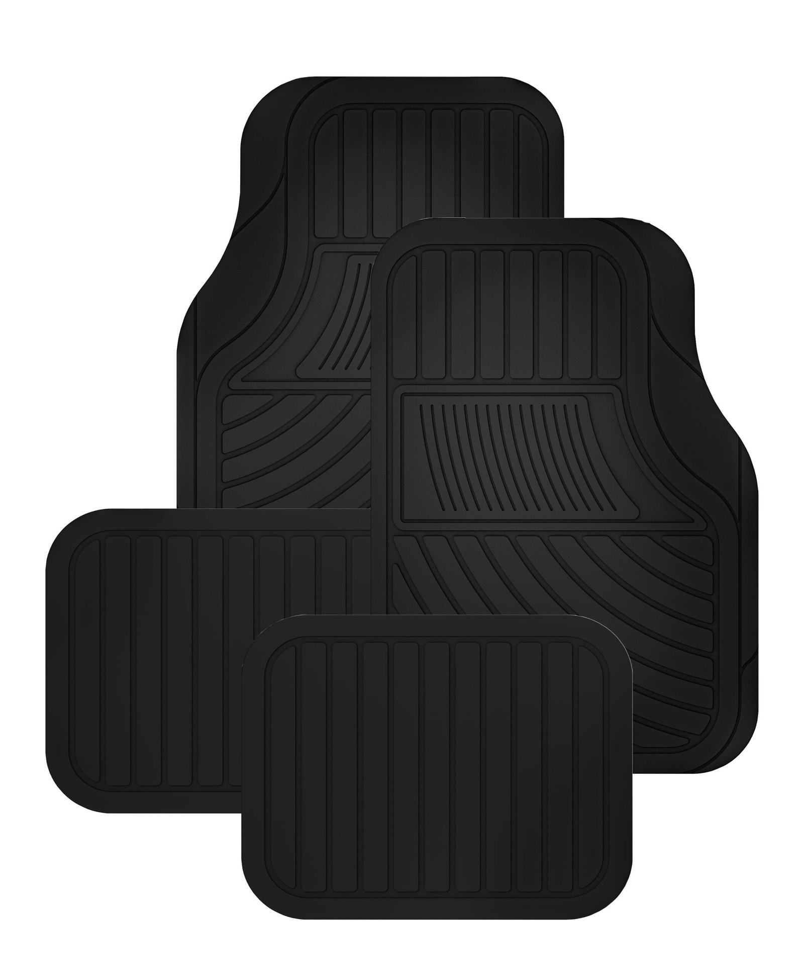 Auto Drive 4PC Rubber Light Duty Floor Liner Cursor Black – Universal Fit-CM4101