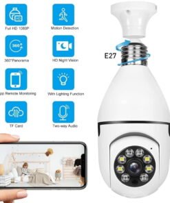 BCOOSS Home Security Camera Wireless WIFI Outdoor Surveillance Camera with Light Bulb 1080 HD Motion Detection 360 Degree Wide Angle - High Quality Product Image