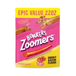 BONKERS Zoomers Smoky Bacon Flavor Soft & Chewy Treats for Dogs, 22oz Bag