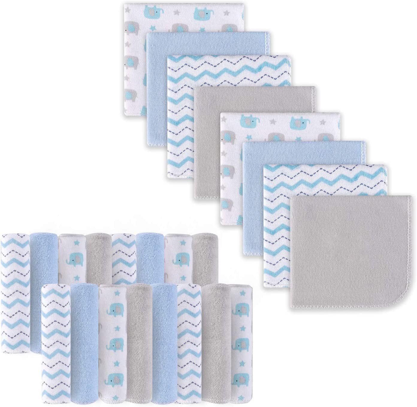 Baby Washcloths, Extra Soft and Ultra Absorbent Bath Cloth, Great Gifts for Newborn and Infants, 24 Pack, Elephant