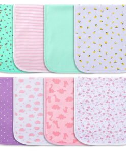 Benoxine Burp Cloths for Baby Girls Organic Cotton Large Burp Clothes Extra Absorbent Soft Burping Rags Spit Up Cloth Sets 8 Pack - High Quality Product Image