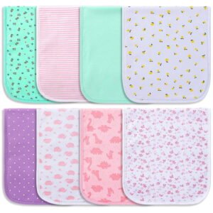Benoxine Burp Cloths for Baby Girls Organic Cotton Large Burp Clothes Extra Absorbent Soft Burping Rags Spit Up Cloth Sets 8 Pack