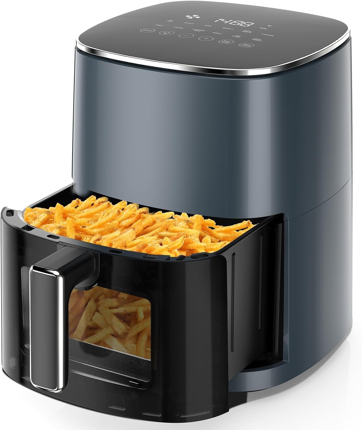 Bigleap Air Fryer, 6-Quart with Viewing Window, Gray