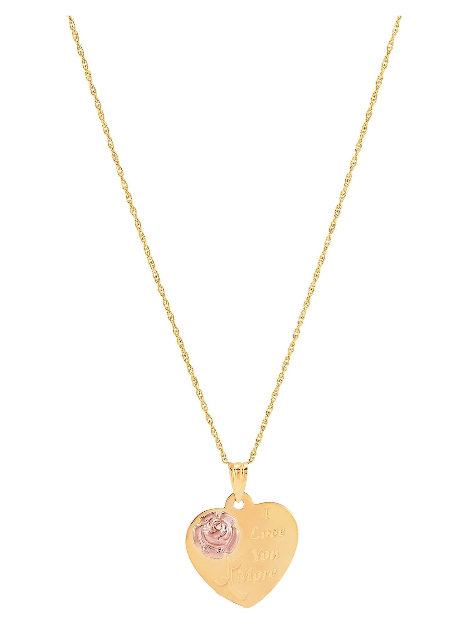 Brilliance Fine Jewelry 10K Yellow and Pink Gold Flower Heart Disk on Gold Filled Necklace,18