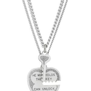 Brilliance Fine Jewelry Sterling Silver Breakable Heart Key Pendant Necklace Set,18