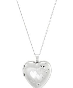 Brilliance Fine Jewelry Sterling Silver Hollow Locket Heart Double-Heart Engraved Design Pendant, 18 - High Quality Product Image