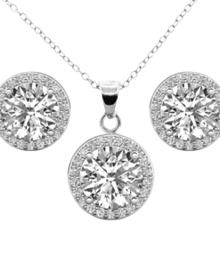 Cate & Chloe Ariel 18k White Gold Plated Halo Jewelry Set with Simulated Diamonds Gift for Women - High Quality Product Image