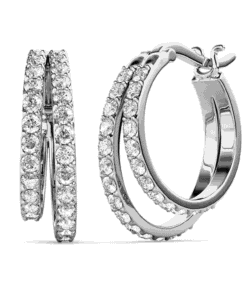 Cate & Chloe Corina 18k White Gold Plated 20mm Hoop Earrings with Swarovski Crystals Gift for Women - High Quality Product Image