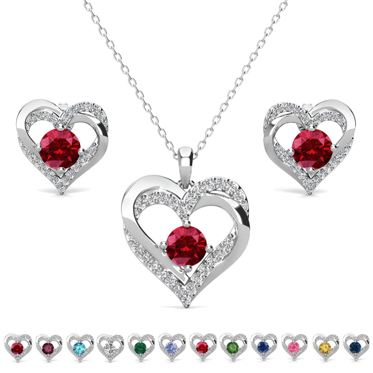 Cate & Chloe Forever January Birthstone 18k White Gold Plated Women Jewelry Set, Swarovski Crystals