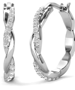 Cate & Chloe Lauren 18k White Gold Plated 22mm Hoop Earrings with Swarovski Crystals for Women - High Quality Product Image