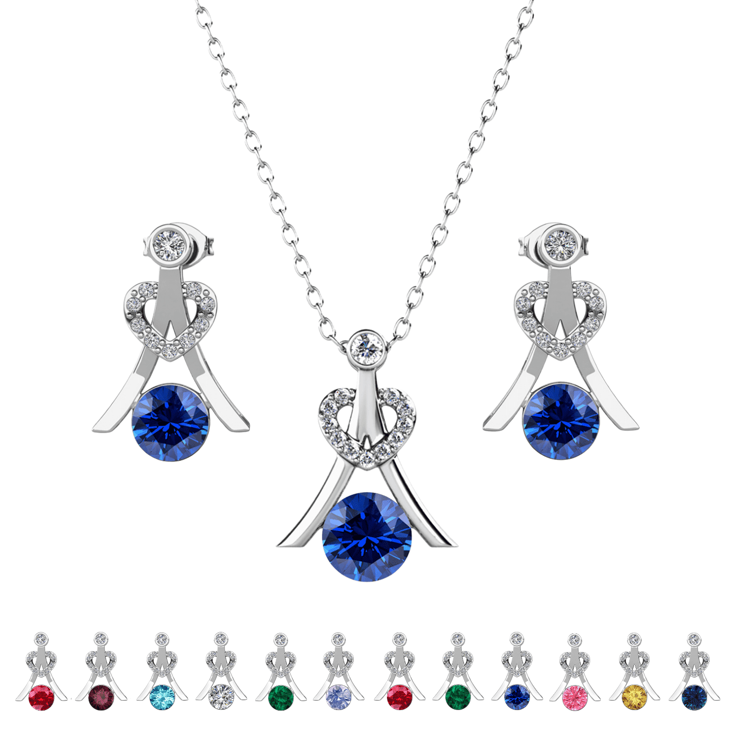Cate & Chloe Serenity September Birthstone 18k White Gold Plated Women Jewelry Set, Swarovski Crystal