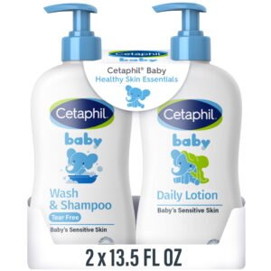 Cetaphil Baby Healthy Skin Essentials Set, Includes Baby Wash & Shampoo and Daily Body Lotion, 2 Items