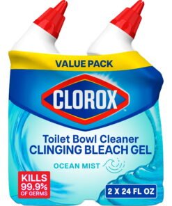 Clorox Toilet Bowl Cleaner Clinging Bleach Gel, Ocean Mist, 24 fl oz, 2 Pack